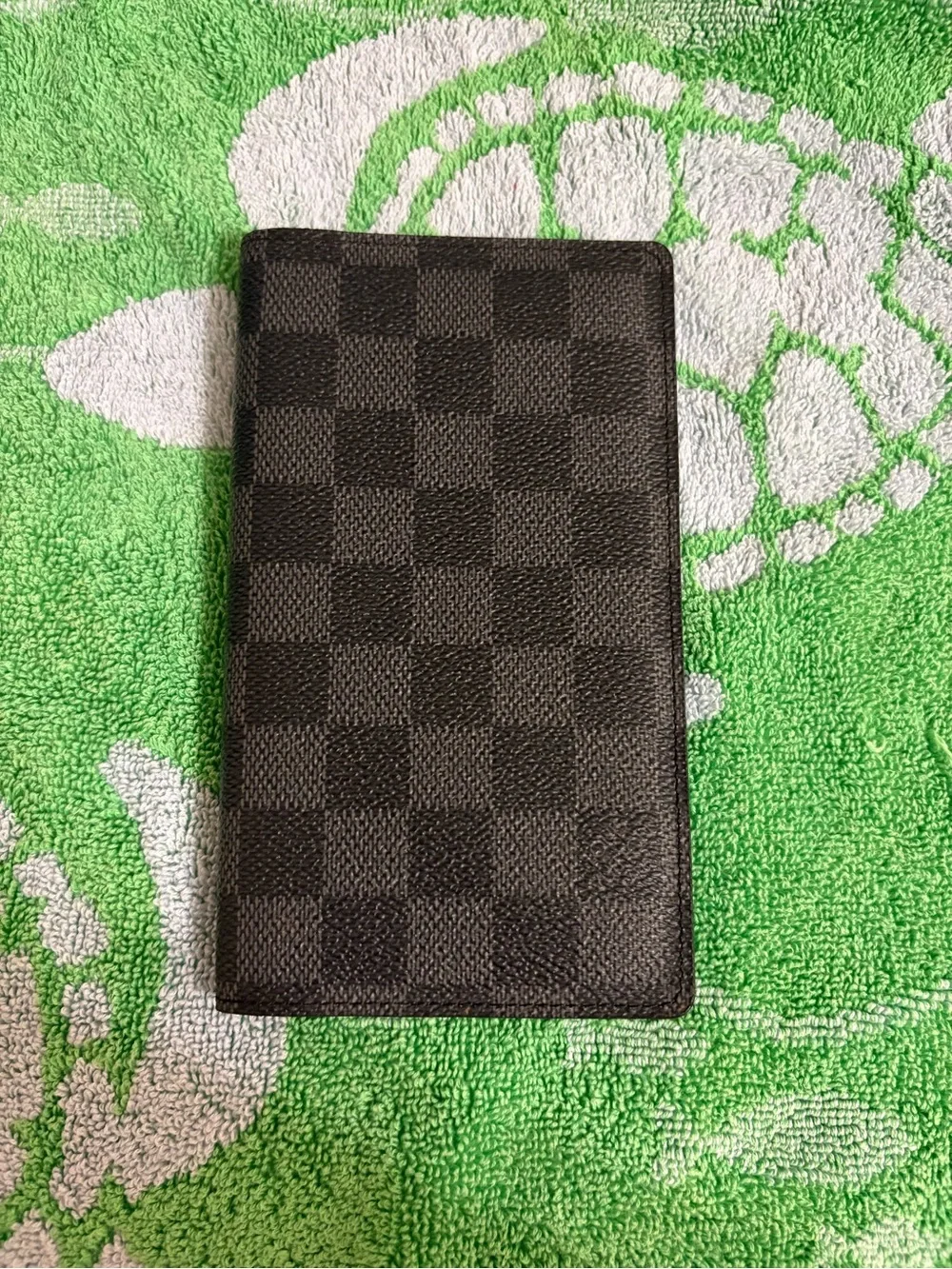 Louis Vuitton Black Leather Cover with Yellow Address Insert